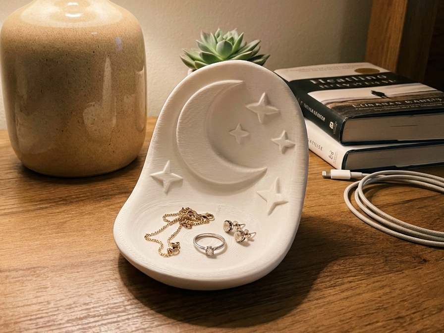 Celestial Moon and Stars Jewelry Trinket Dish