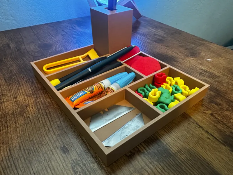 DESK ORGANIZER WITH BUILT IN CALIPER HOLDER