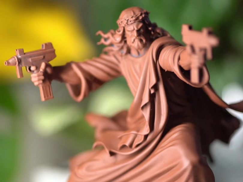 Jesus Blazing Guns Trench Crusade Style