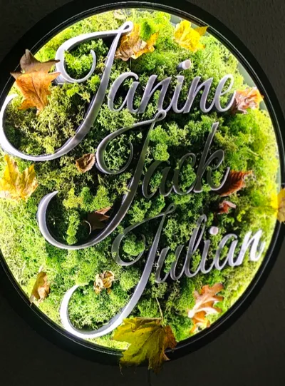 LED Name Plate Logo With Moss
