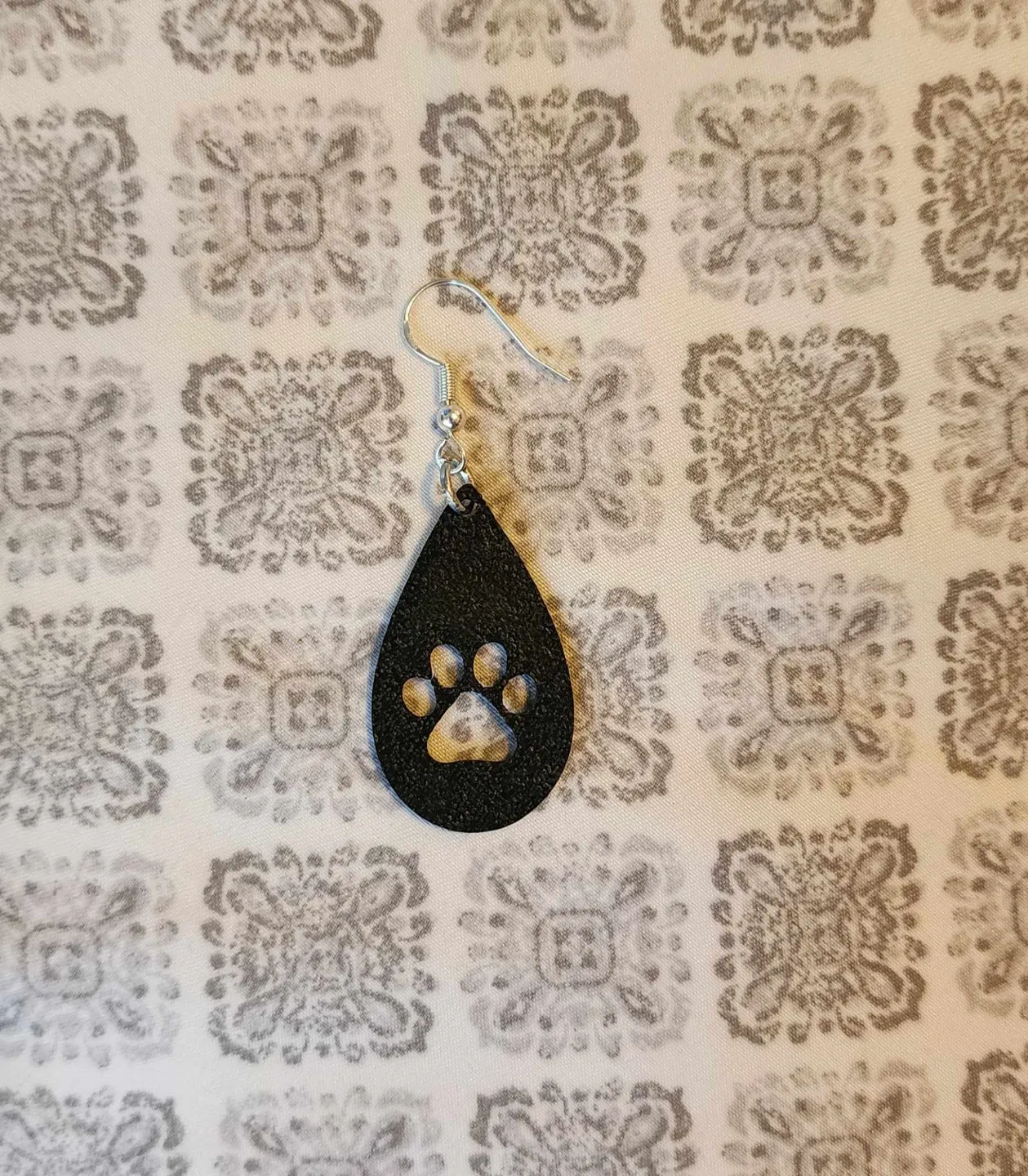 Tear drop dog paw earrings No AMS needed view 2
