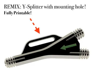 Y-Splitter with mounting hole. Fully Printable!