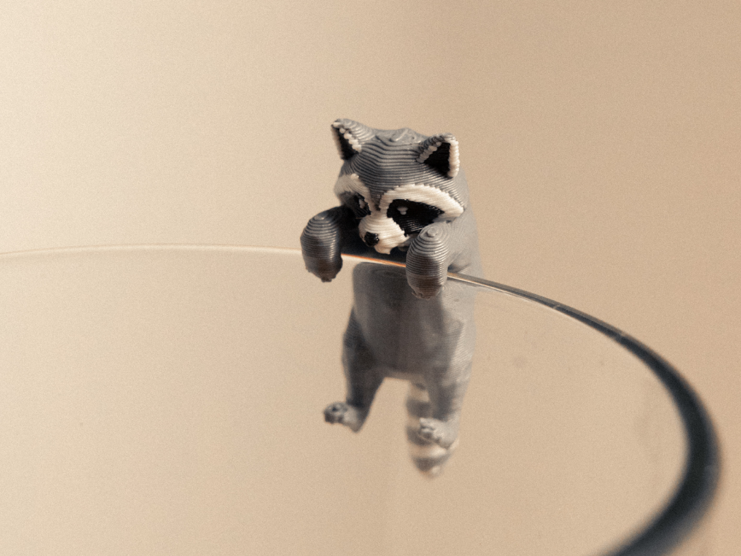 Low Poly Raccoon Glass Buddy