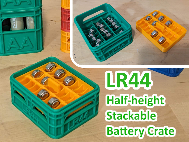LR44 Half-height Stackable Battery Crate