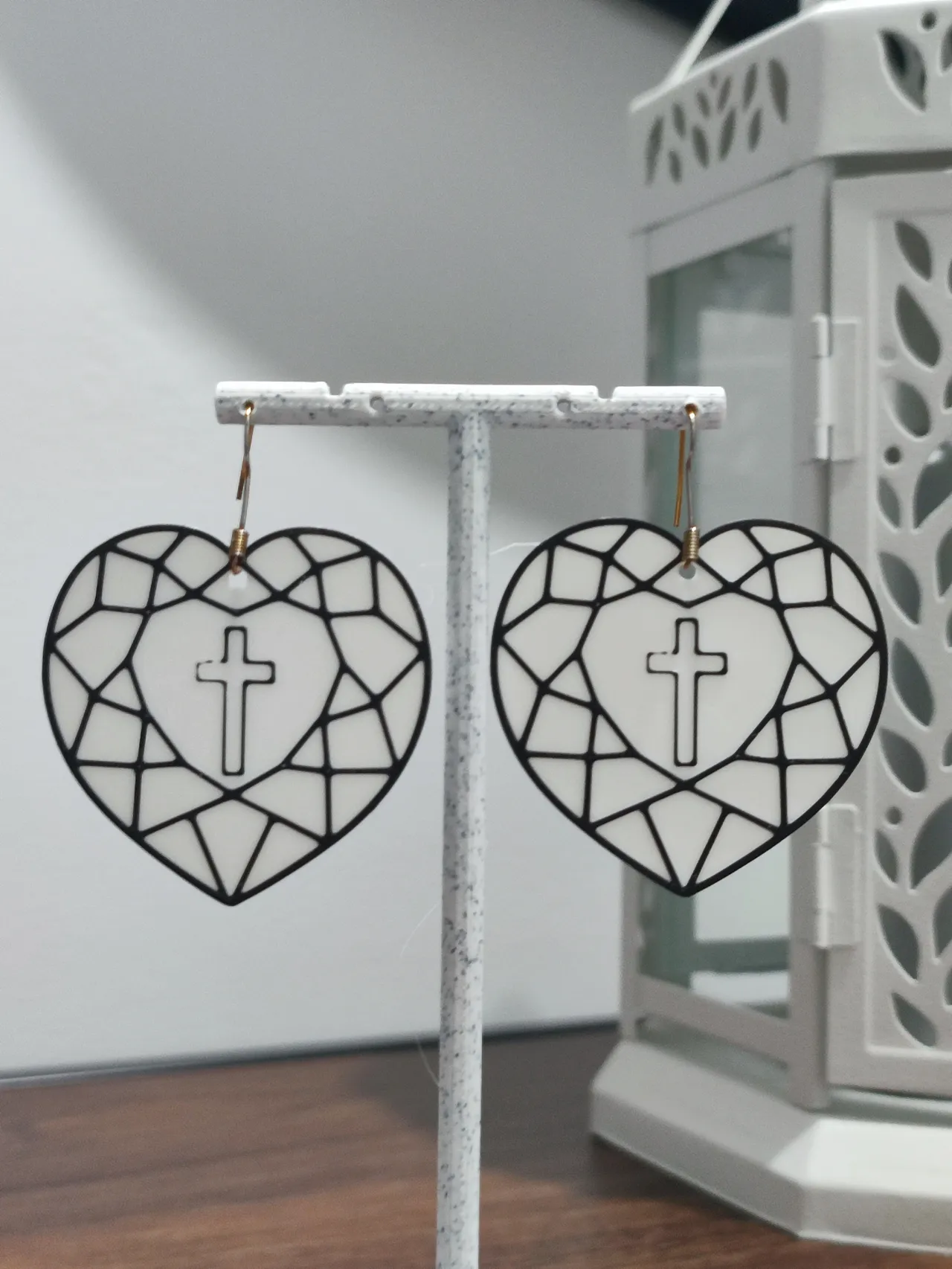 Aretes Corazón Sagrado Geométrico view 3