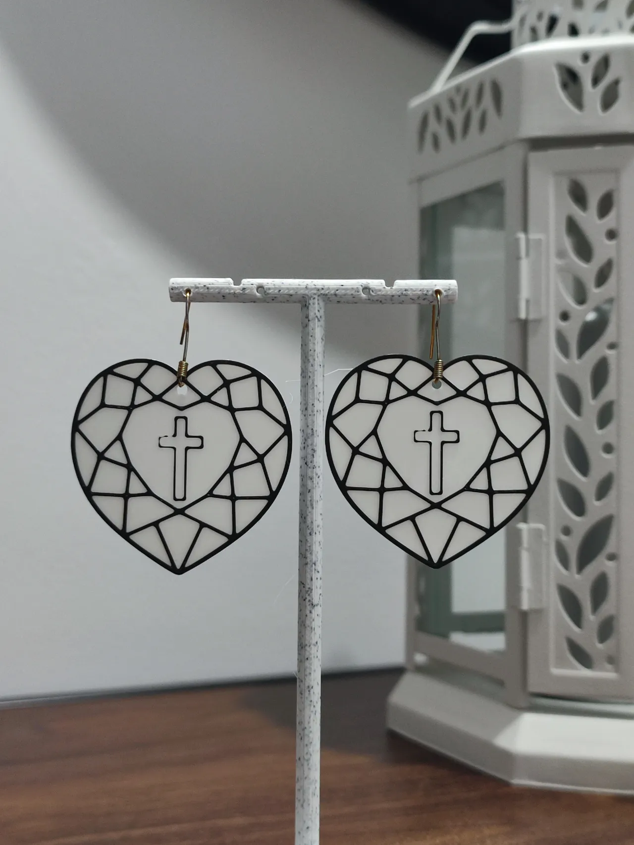 Aretes Corazón Sagrado Geométrico view 2