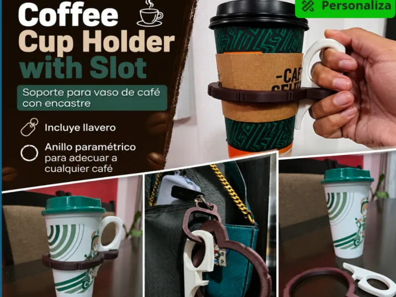 Coffee Cup Holder with Slot (Soporte Café)
