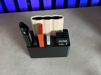 Gridfinity SSD T7 shield, SD & USB Drive Organizer