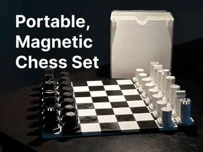 Portable, Magnetic Chess Set, self-aligning pieces