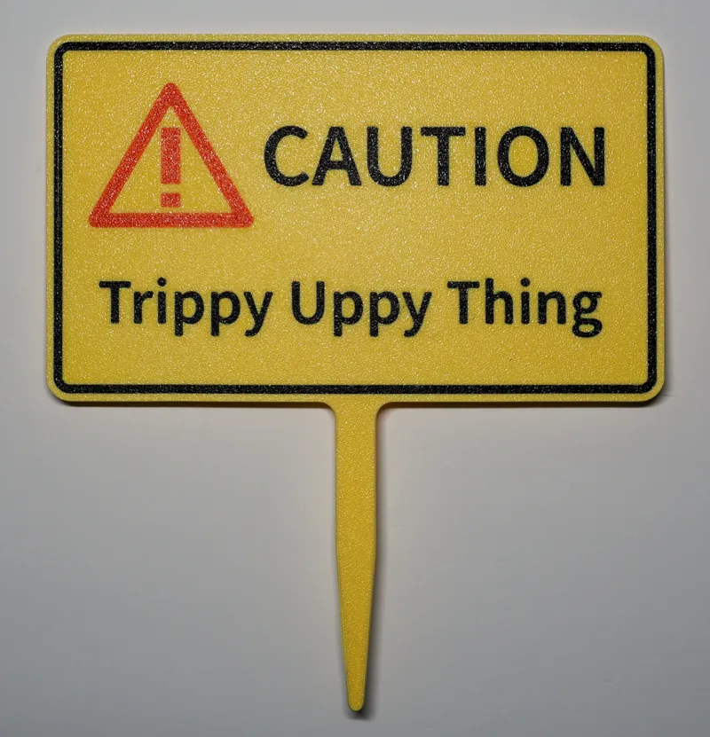 Guy Rope Warning Sign with Ground Spike