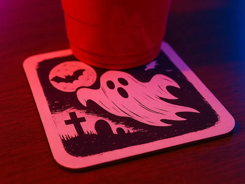 Halloween mug coaster with a ghost!