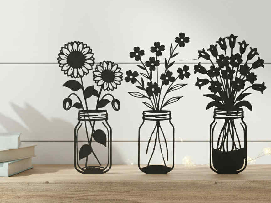 Summer Garden  in a Jar - Minimalist Flower 