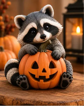 Adorno temático: Halloween Pumpkin Raccoon — vista de referencia 3
