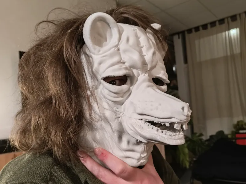 Stitched dogwolfbearman mask