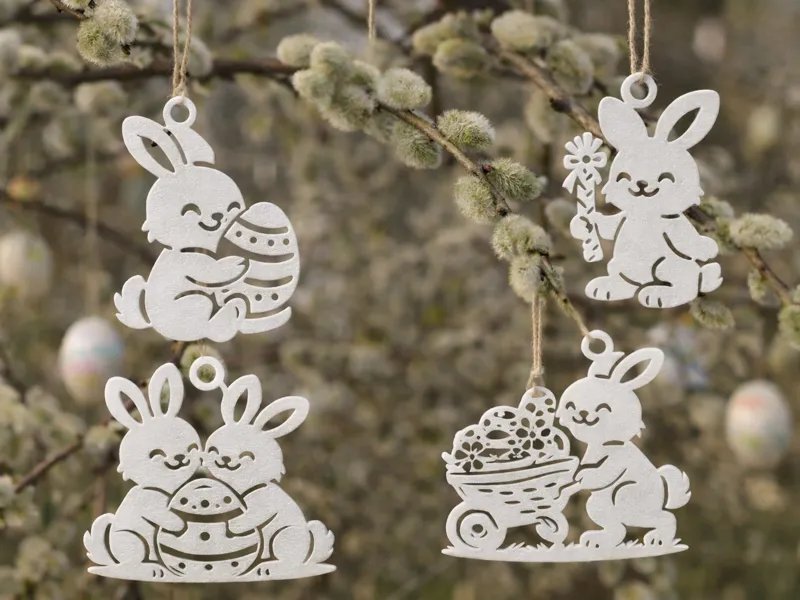 4 Variants of Easter Bunny Hanging Ornaments