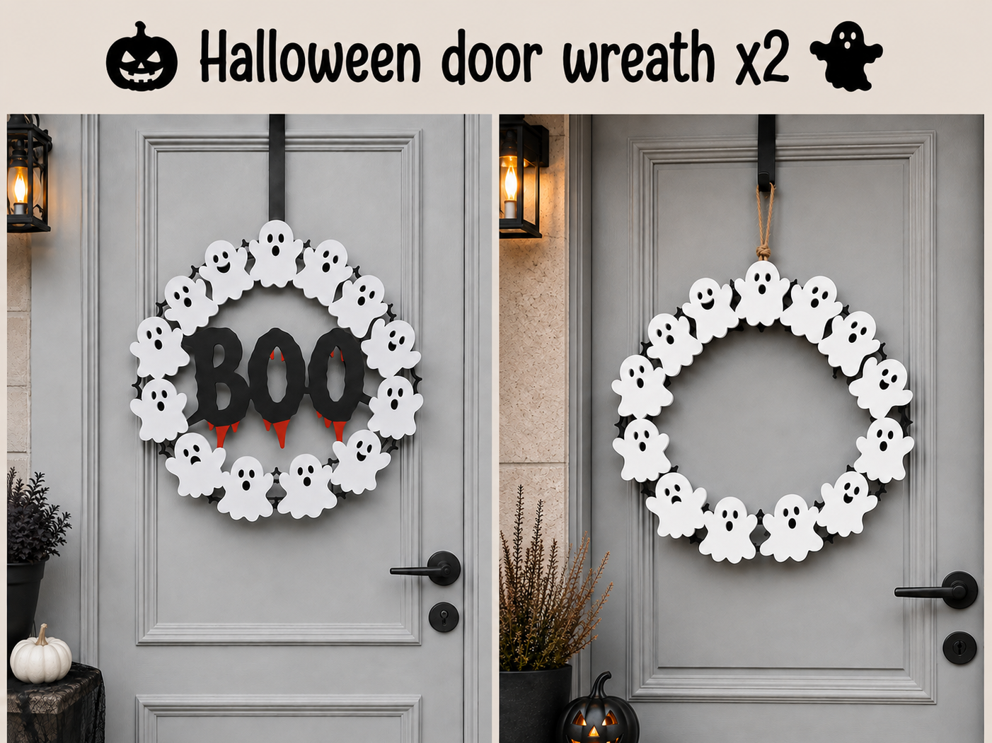 Haloween door wreath ghost x 2 - 1