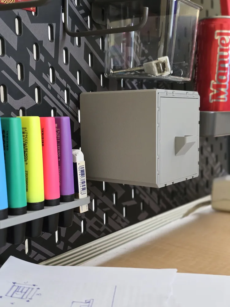 Parametric Drawer with Skadis Mount - Free 3D Print Model - MakerWorld