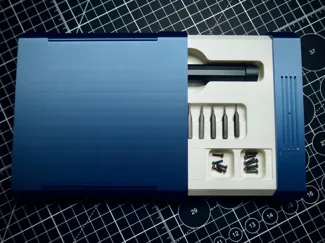 Sliding screw box with magnets and bits holders