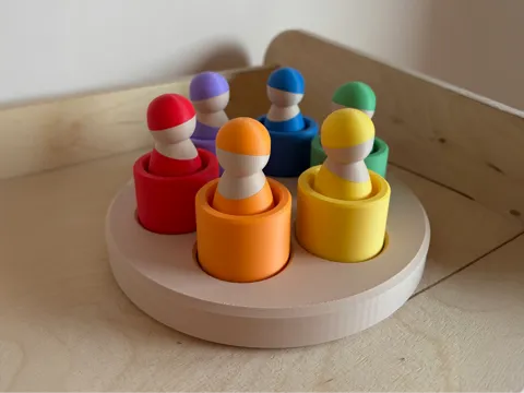 Letrero o emblema decorativo: Open Ended Bowl For Peg Dolls Sorting Game — referencia de MakerWorld