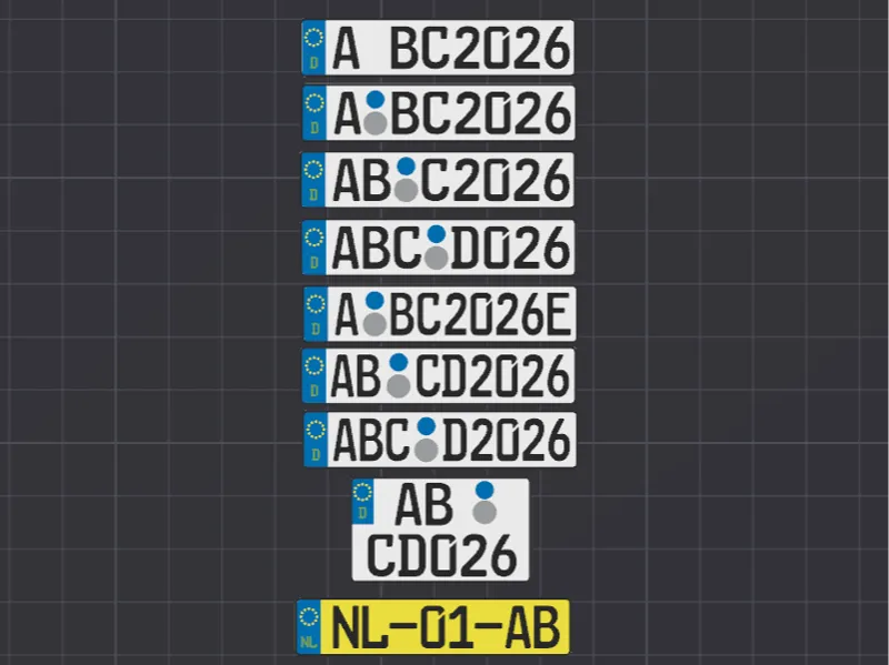 EU License plate 1/10 Customizable
