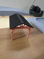 Split the roof in 2 so it didn't need supports.