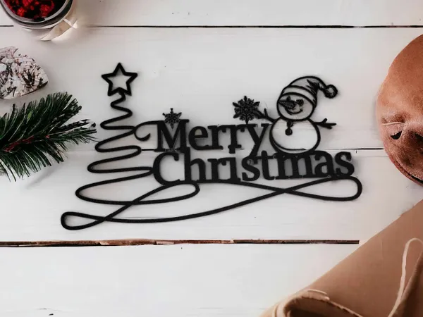 Décoration murale bonhomme de neige Joyeux Noël