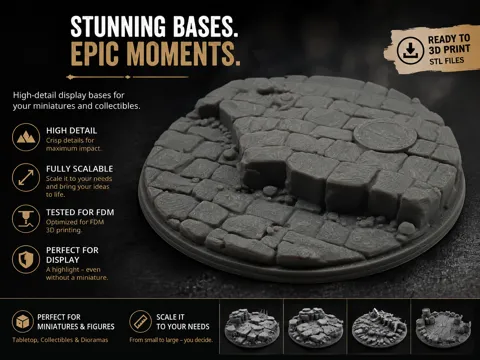 Escenografía en miniatura: Base|Terrain|Diorama - Cobblestone — referencia de MakerWorld