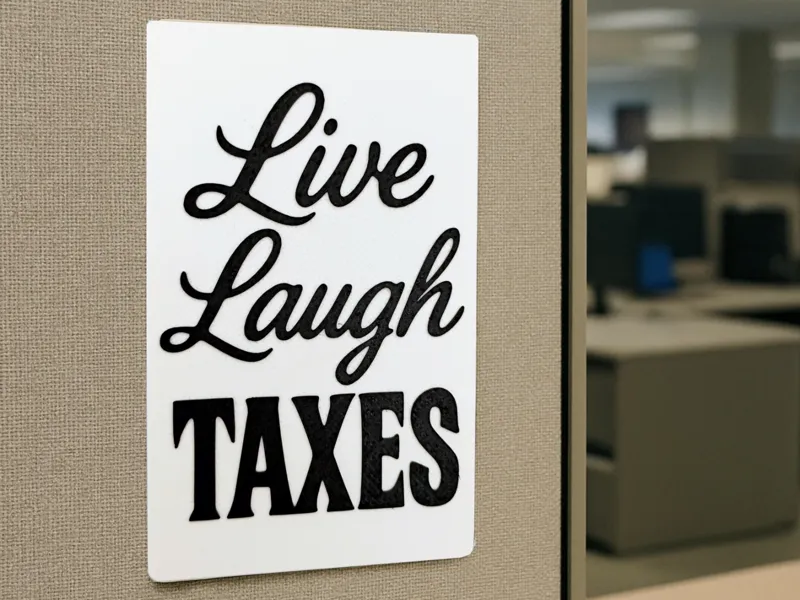 Live Laugh Taxes Funny Sign: Dark Humor Decor