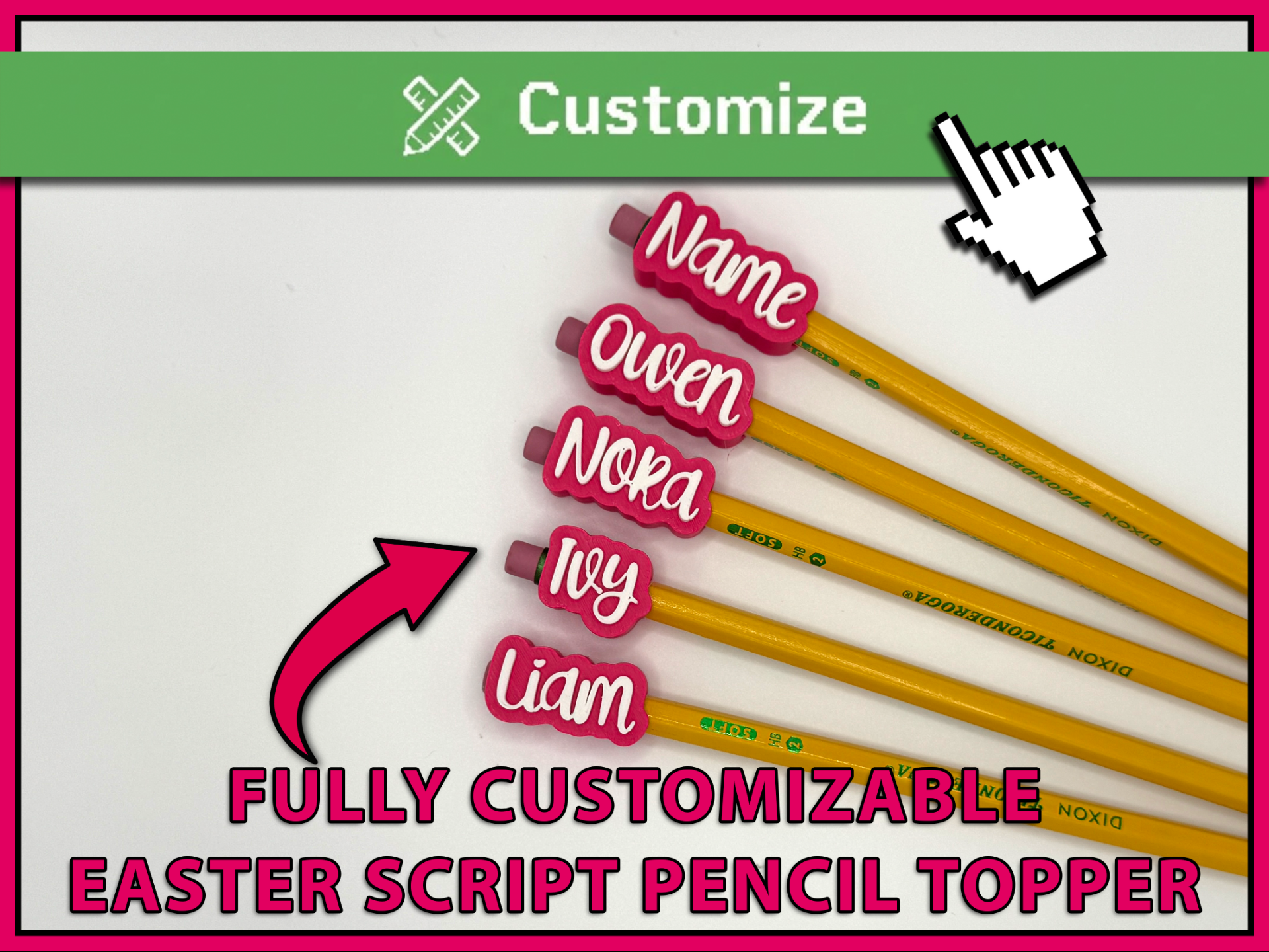 Easter Font Custom Pencil Topper Generator