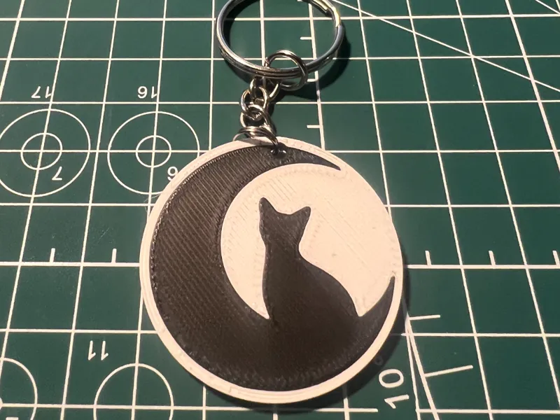 Porte-clés - chat sur la lune