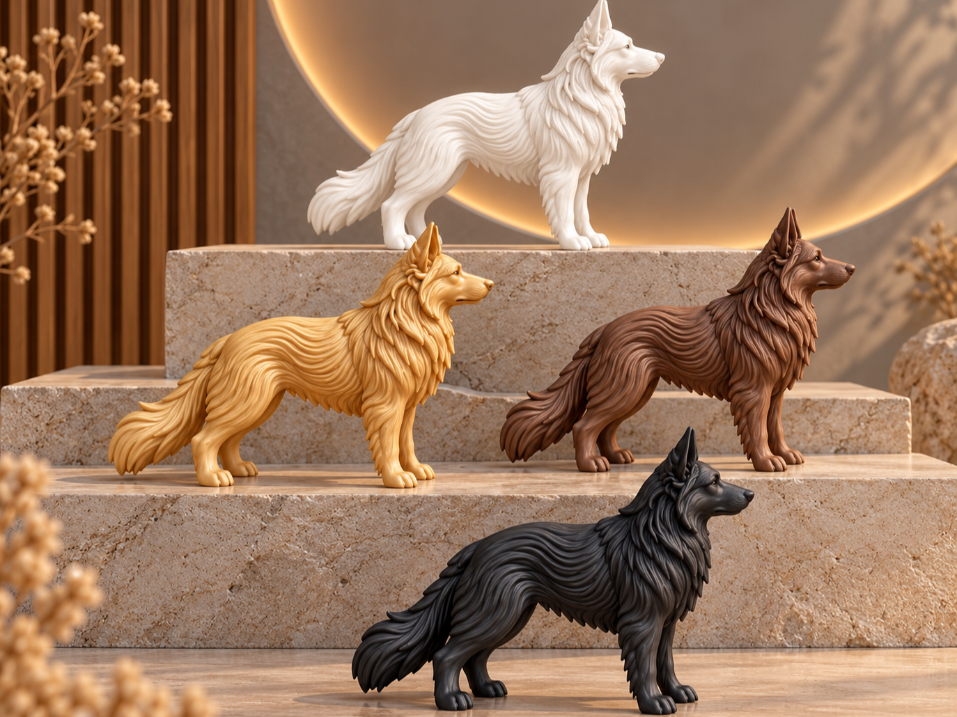 Japandi German Shepherd Sculpture 3D model