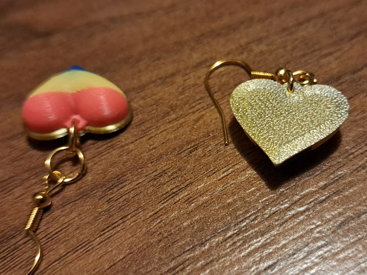 Three Color Heart Earrings view 2