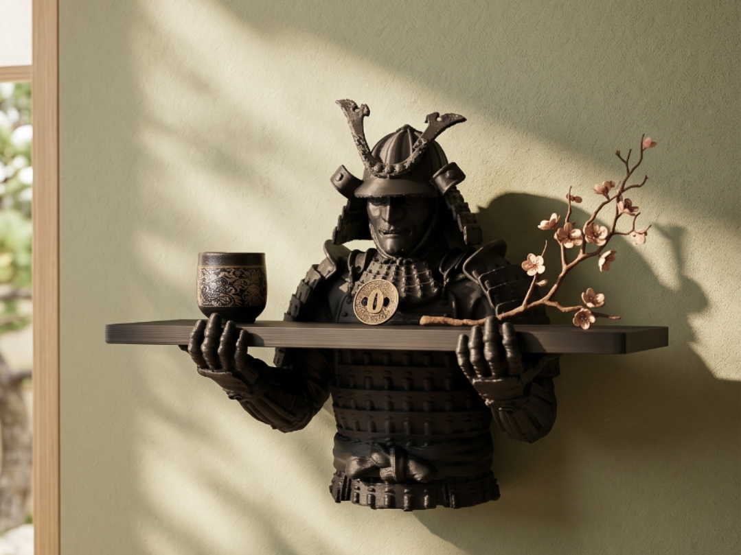 Japanese Samurai Warrior Wall Shelf
