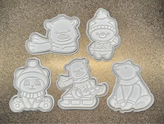 Christmas Cookies Cutters with stamps Bears set