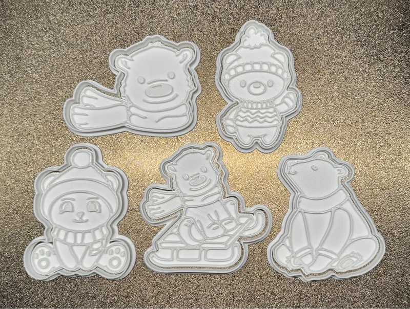 Christmas Cookies Cutters with stamps Bears set