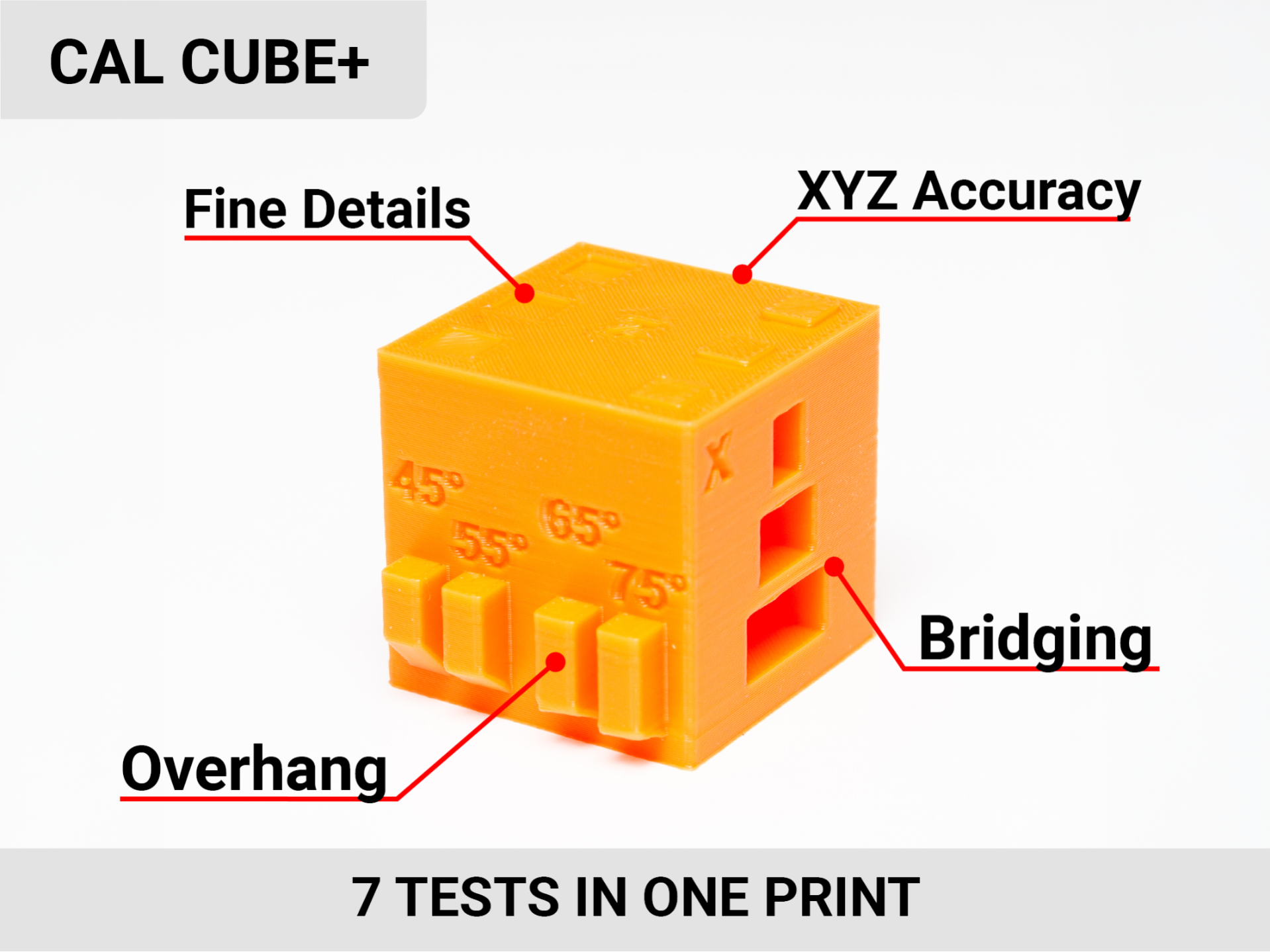 Calibration Cube—Bridging, Overhang, Fit—CAL Cube+