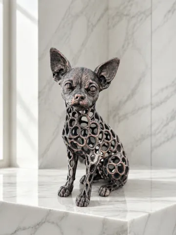 Figura decorativa: Chihuahua– Voronoi Sculpture — vista de referencia 2