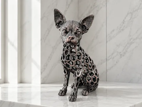 Figura decorativa: Chihuahua– Voronoi Sculpture — referencia de MakerWorld