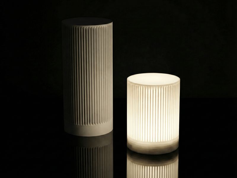 Modern Elegance - Small Ribbed Table Lamp