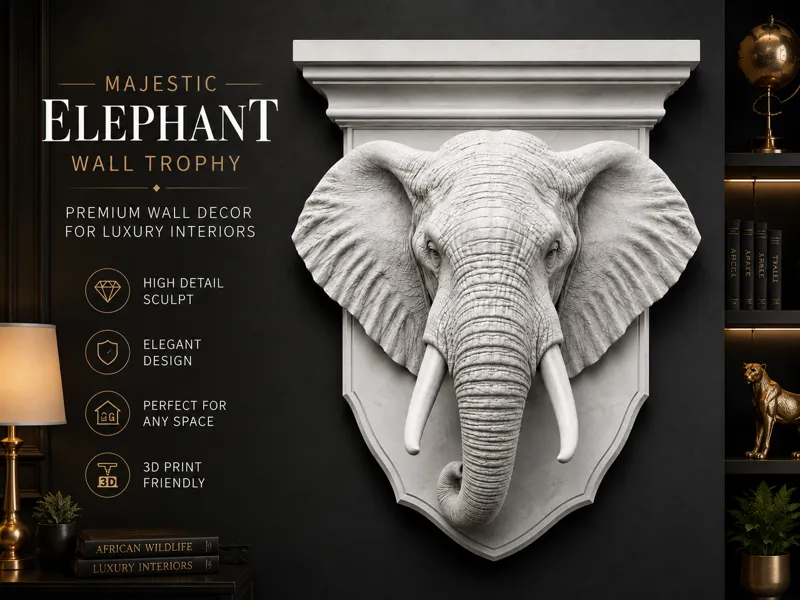 Majestic Elephant Wall Trophy – Luxury Sculptural