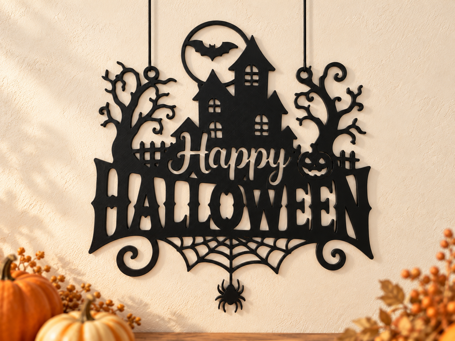 Happy Halloween – Haunted House Hanging Sign - 1