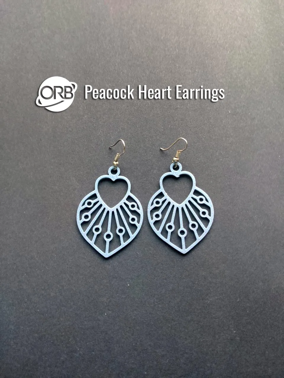 Peacock Heart Earrings view 3