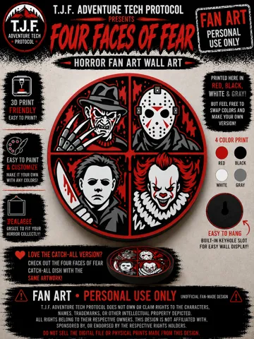 Cuadro decorativo en 3D: FOUR FACES OF FEAR Fan Art Wall Art — vista de referencia 4