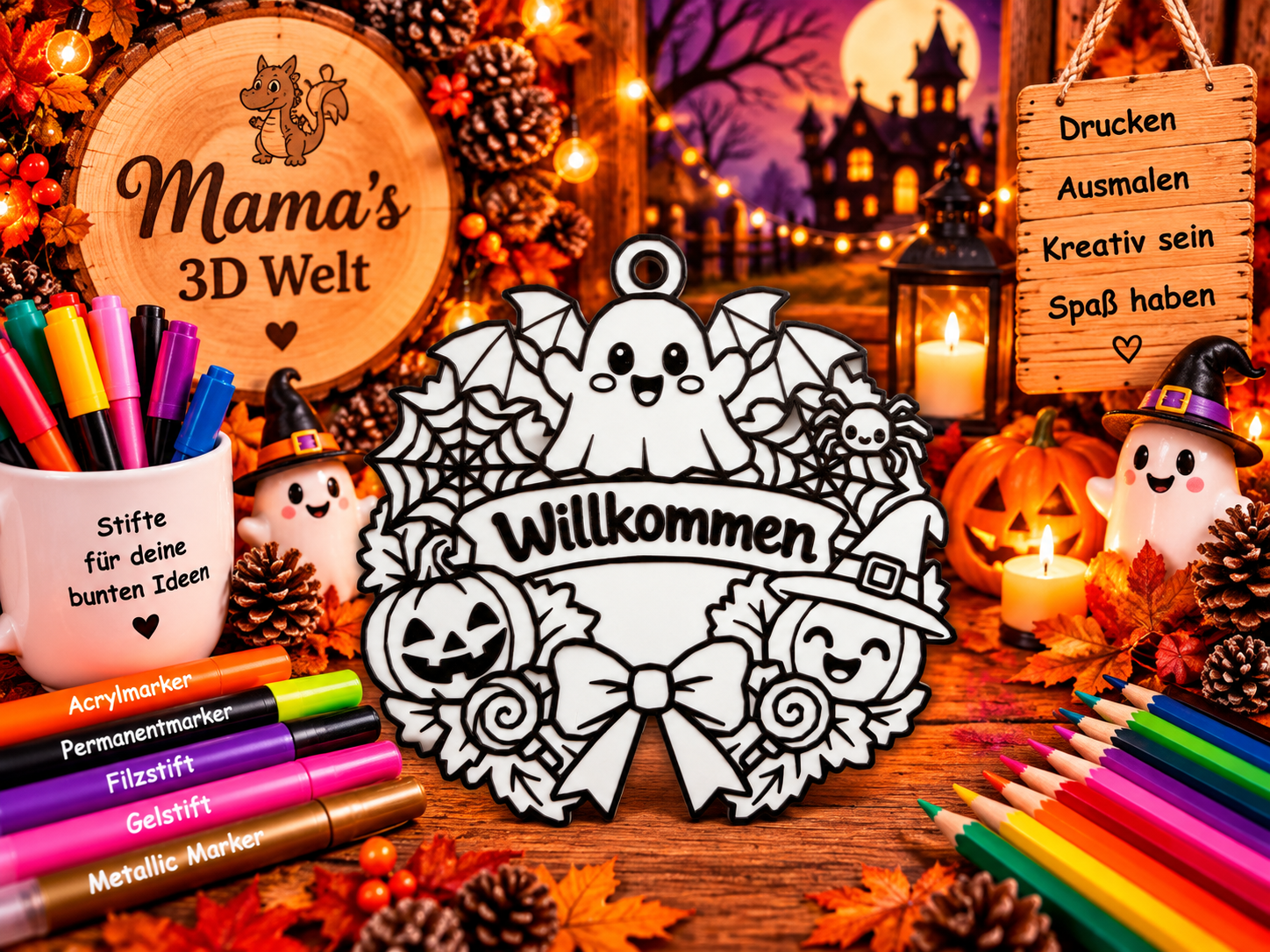 Halloween Türkranz Willkommen – Version 2 3D model