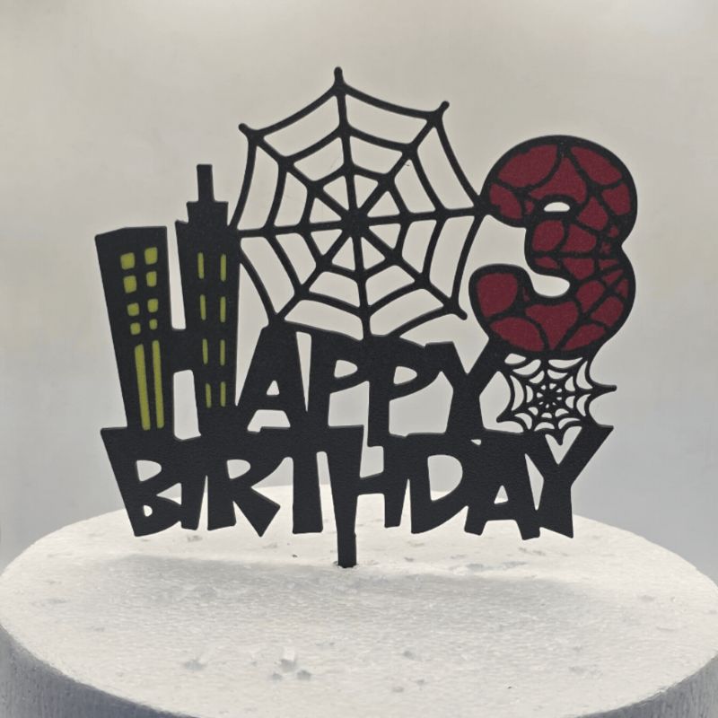 Happy 3rd Birthday Sapiderwebs cake topper 