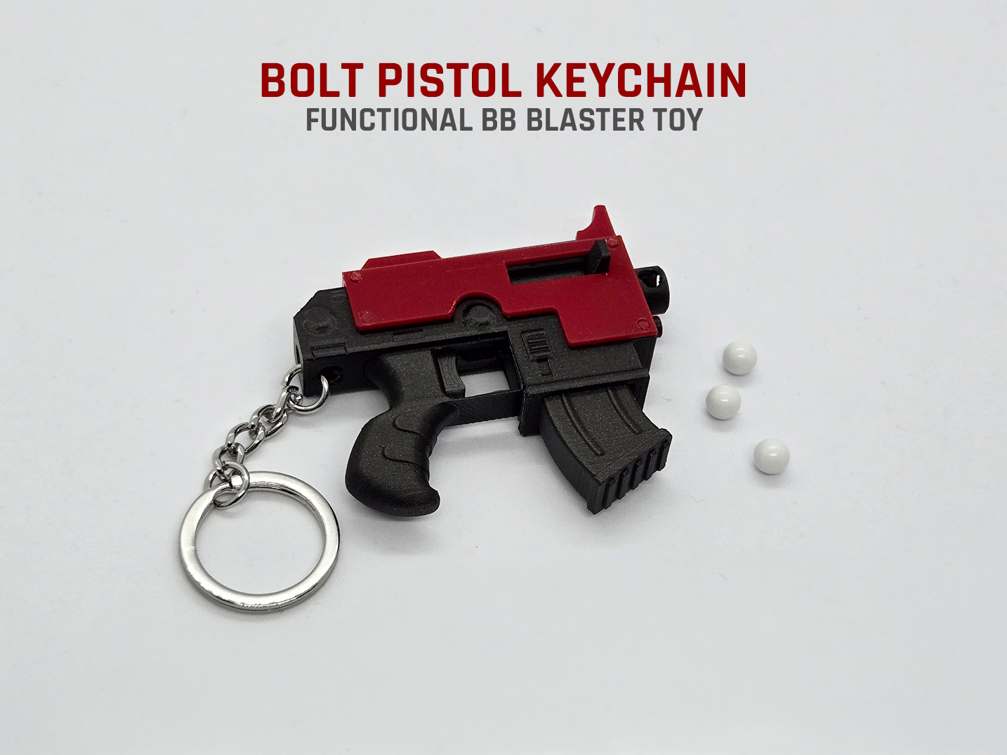 Bolt Pistol Keychain — Functional Blaster Toy