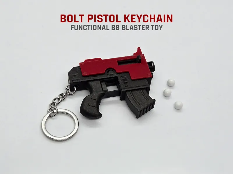 Bolt Pistol Keychain — Functional Blaster Toy
