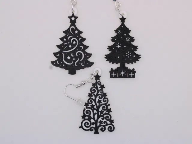 Christmas tree BW Earrings