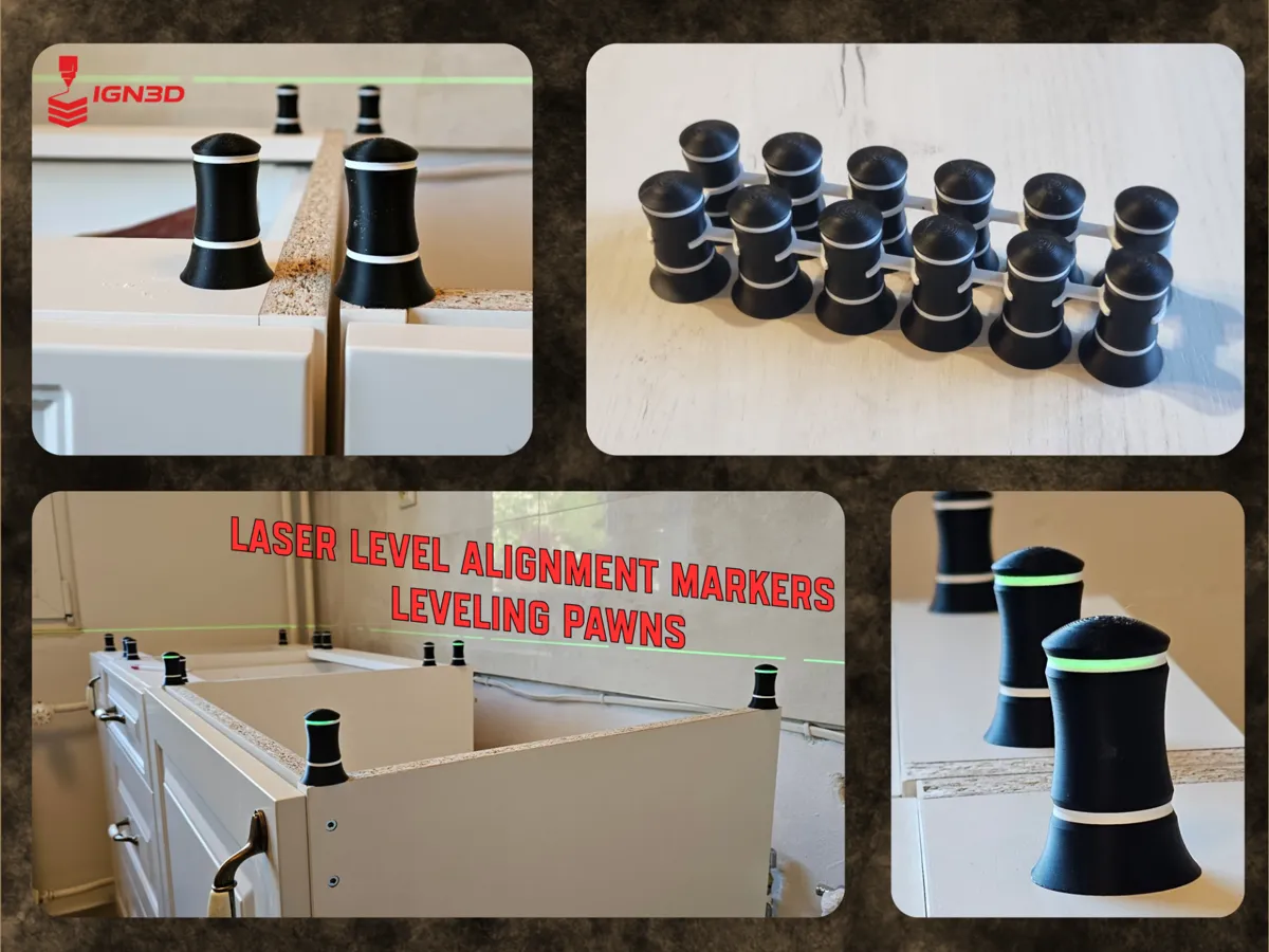 Master Level Alignment Laser Level Alignment Markers / Leveling Pawns - Free 3D Print Model ...