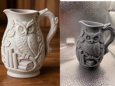 White Owl Library Pitcher Vase Decor
